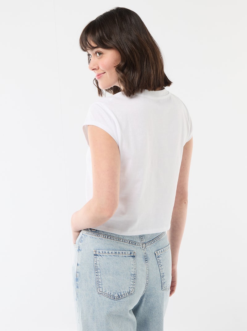 Camiseta corta "Stitch" Blanco - Kiabi