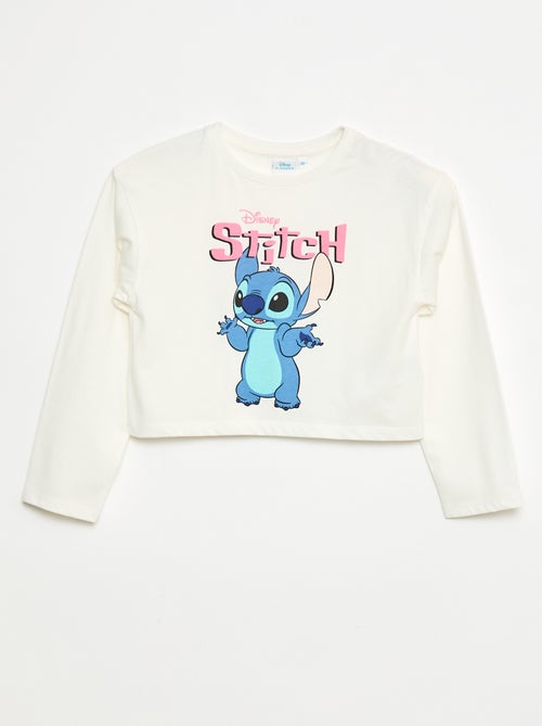 Camiseta corta 'Stitch' de manga larga y cuello redondo - Kiabi