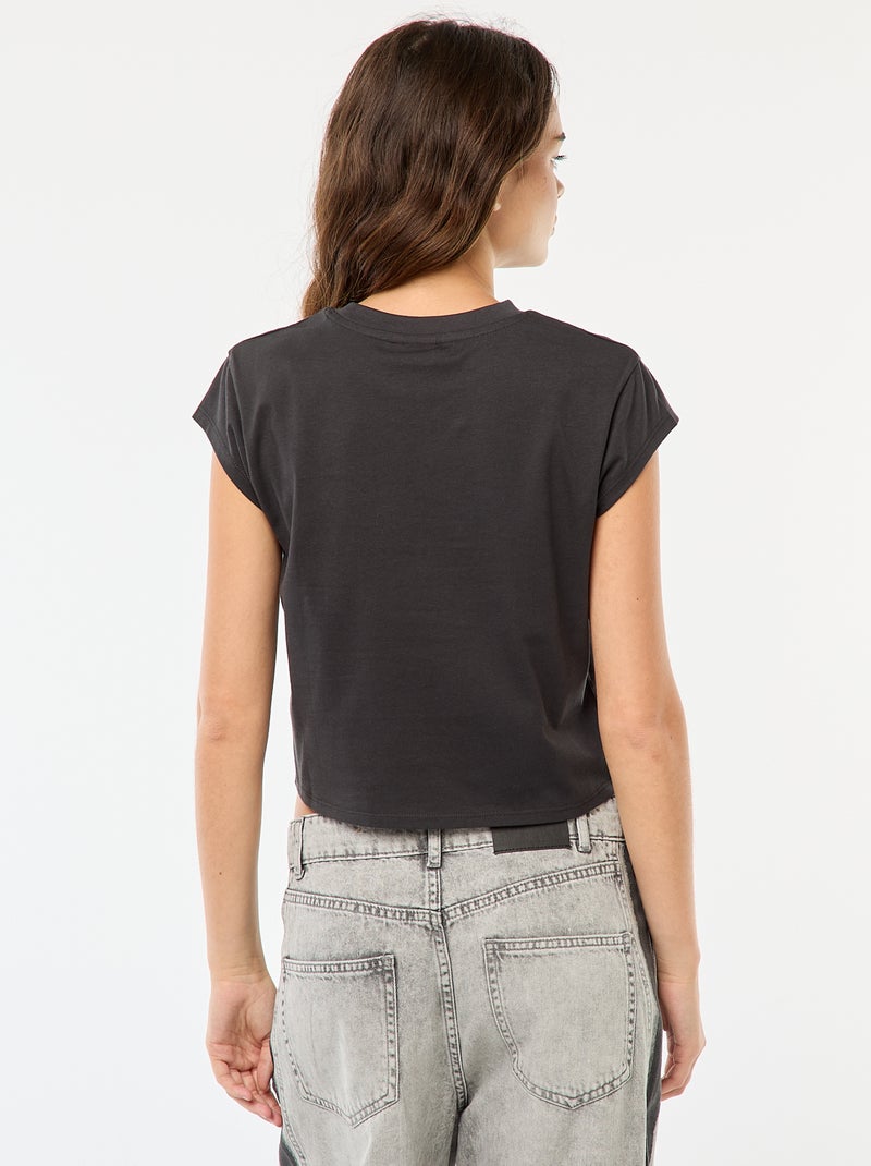 Camiseta corta 'Stitch' Negro - Kiabi