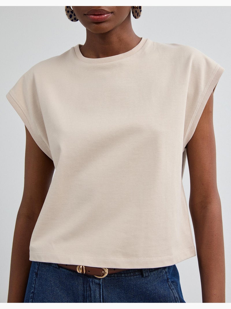 Camiseta cortada, mo fashion Beige - Kiabi