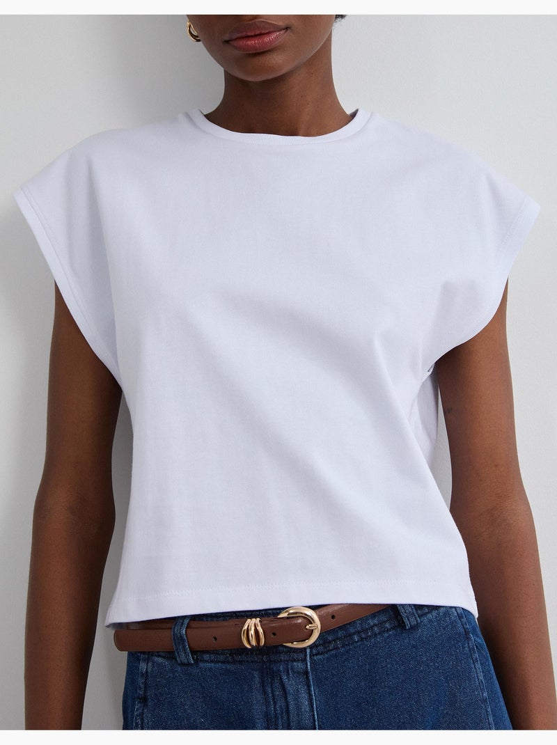 Camiseta cortada, mo fashion Blanco - Kiabi