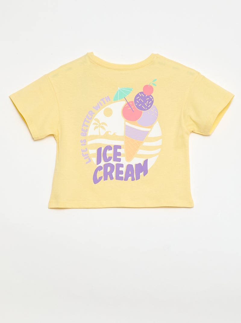 Camiseta corte holgado con estampado en espalda y pecho Amarillo - Kiabi