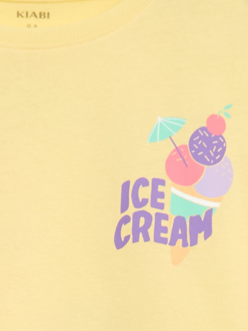 Camiseta corte holgado con estampado en espalda y pecho Amarillo - Kiabi