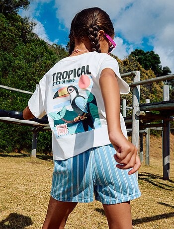 Camiseta corte holgado con estampado en espalda y pecho