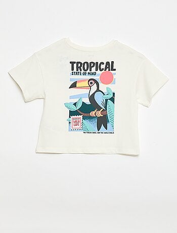 Camiseta corte holgado con estampado en espalda y pecho
