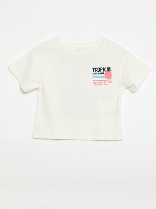 Camiseta corte holgado con estampado en espalda y pecho