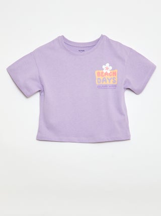 Camiseta corte holgado con estampado en espalda y pecho
