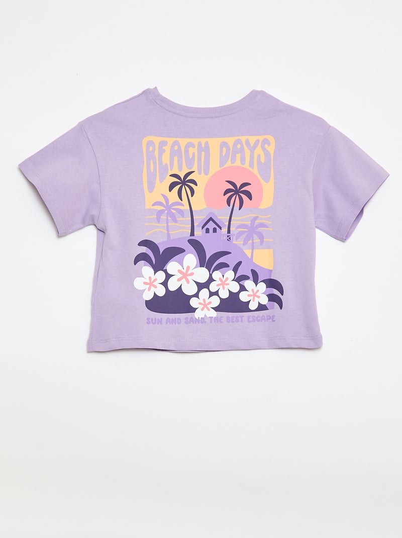 Camiseta corte holgado con estampado en espalda y pecho Purpura - Kiabi