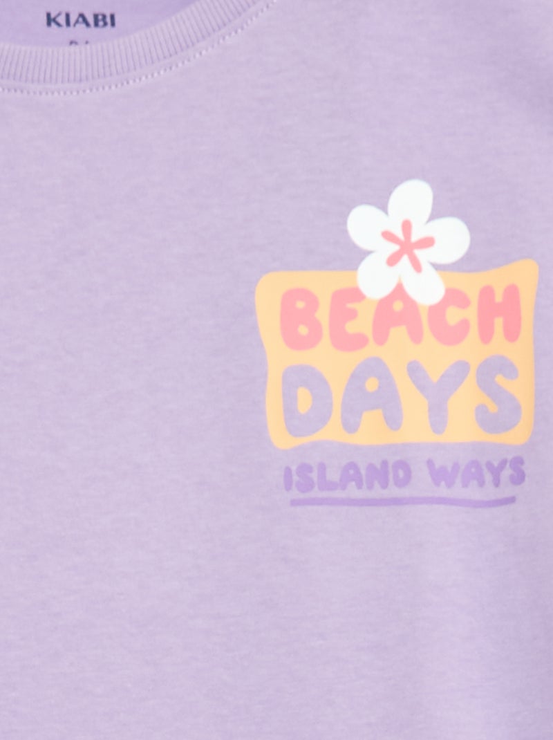 Camiseta corte holgado con estampado en espalda y pecho Purpura - Kiabi