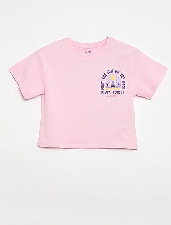 Camiseta corte holgado con estampado en espalda y pecho