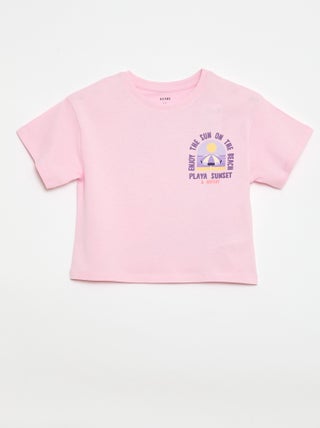 Camiseta corte holgado con estampado en espalda y pecho