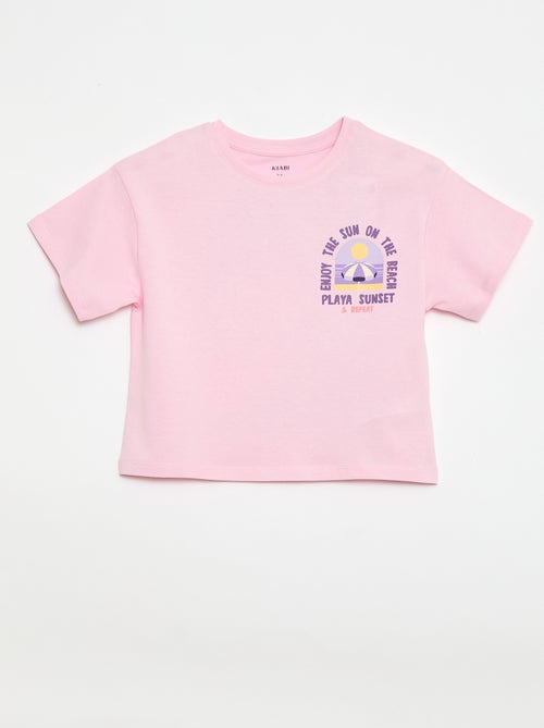Camiseta corte holgado con estampado en espalda y pecho - Kiabi