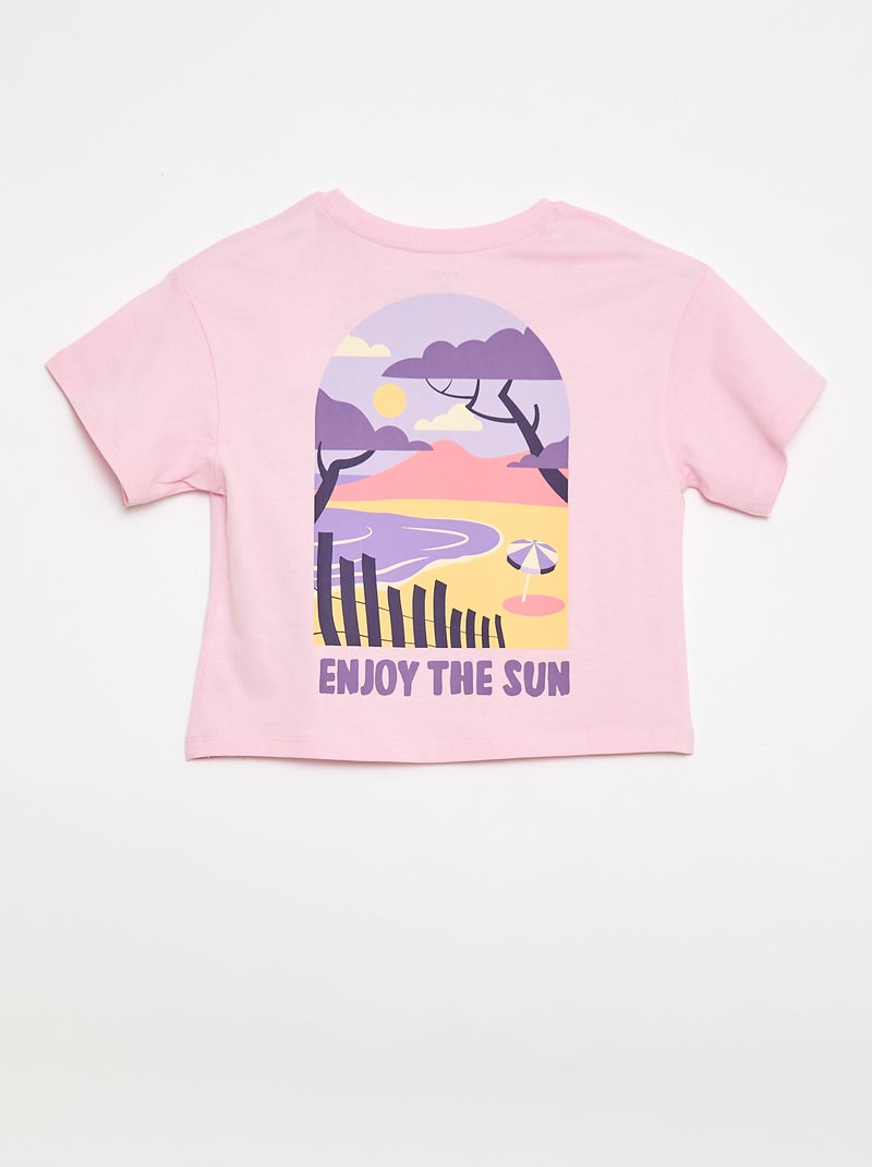Camiseta corte holgado con estampado en espalda y pecho Rosa - Kiabi