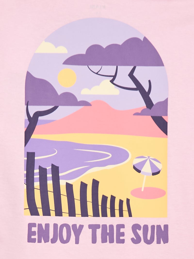 Camiseta corte holgado con estampado en espalda y pecho Rosa - Kiabi