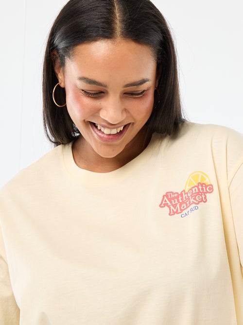 Camiseta corte oversize de manga corta - Kiabi