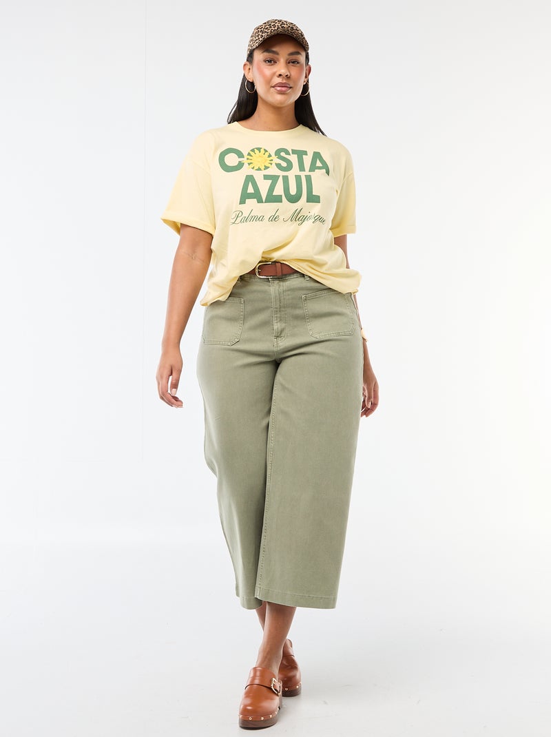 Camiseta corte oversize de manga corta Amarillo - Kiabi