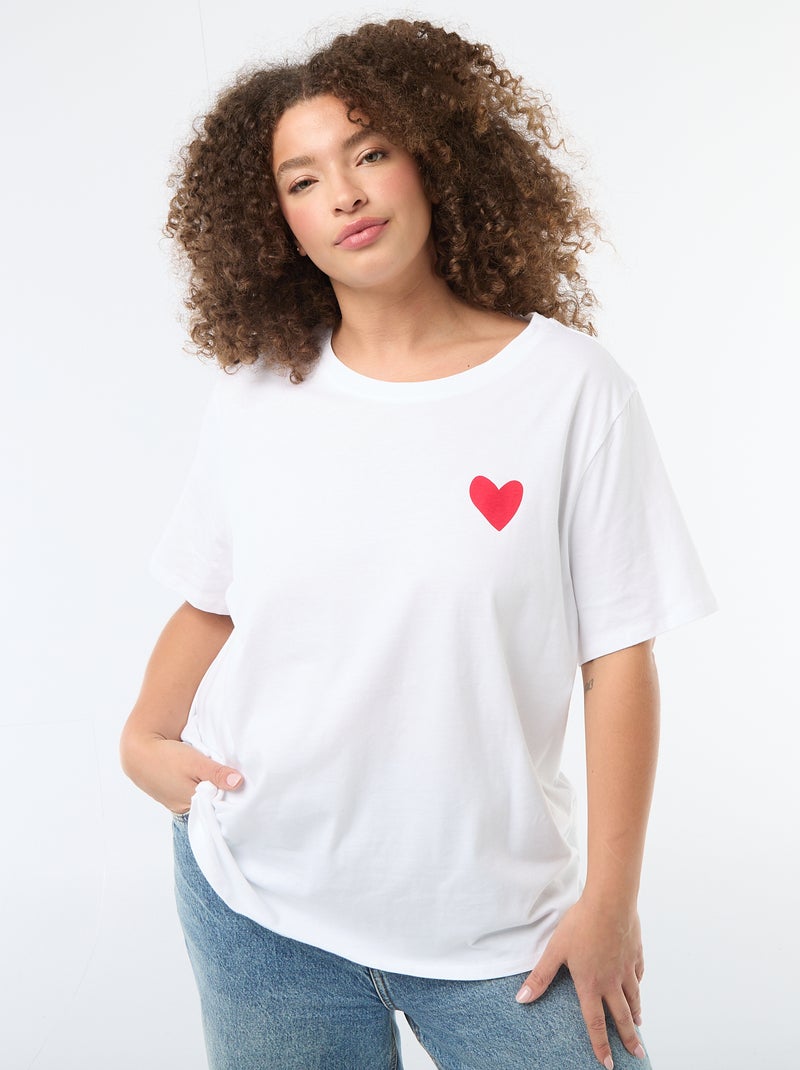 Camiseta corte oversize de manga corta Blanco - Kiabi