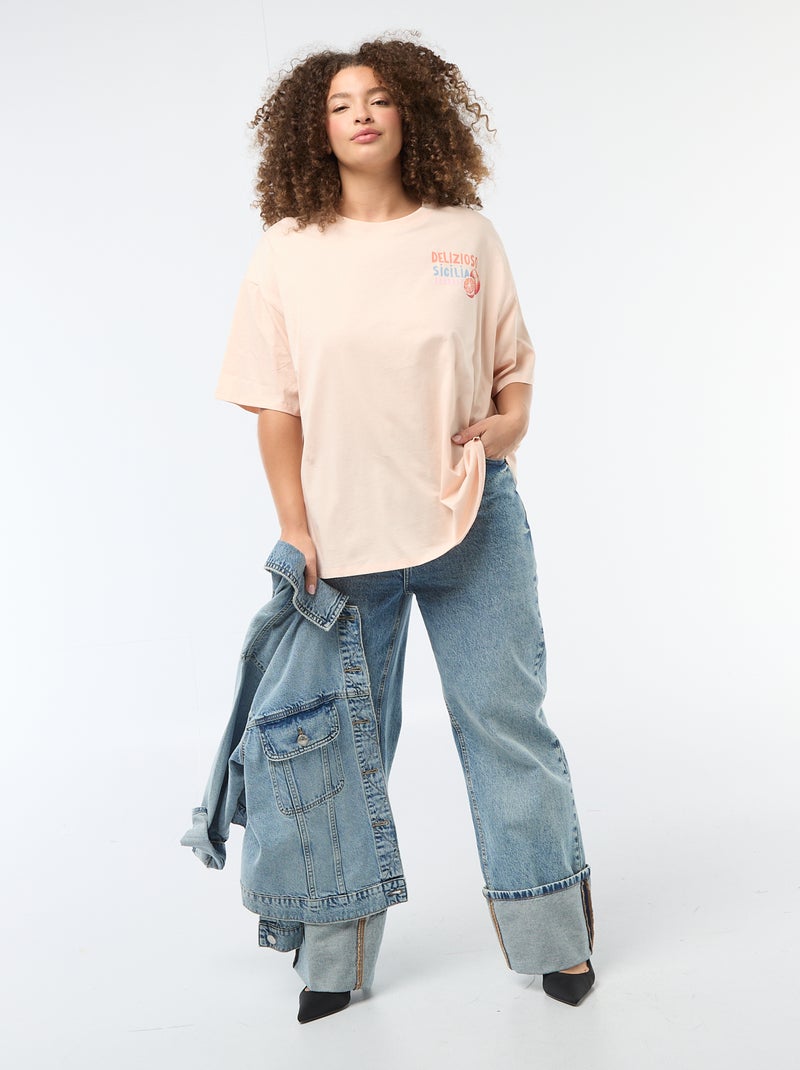 Camiseta corte oversize de manga corta Blanco - Kiabi