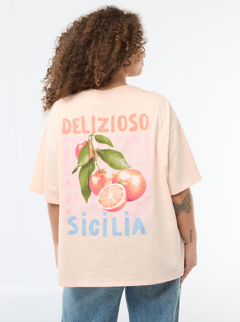 Camiseta corte oversize de manga corta Blanco - Kiabi