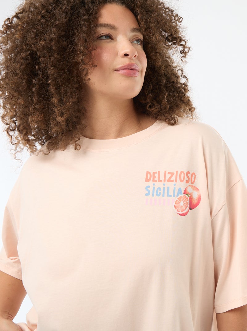 Camiseta corte oversize de manga corta Blanco - Kiabi