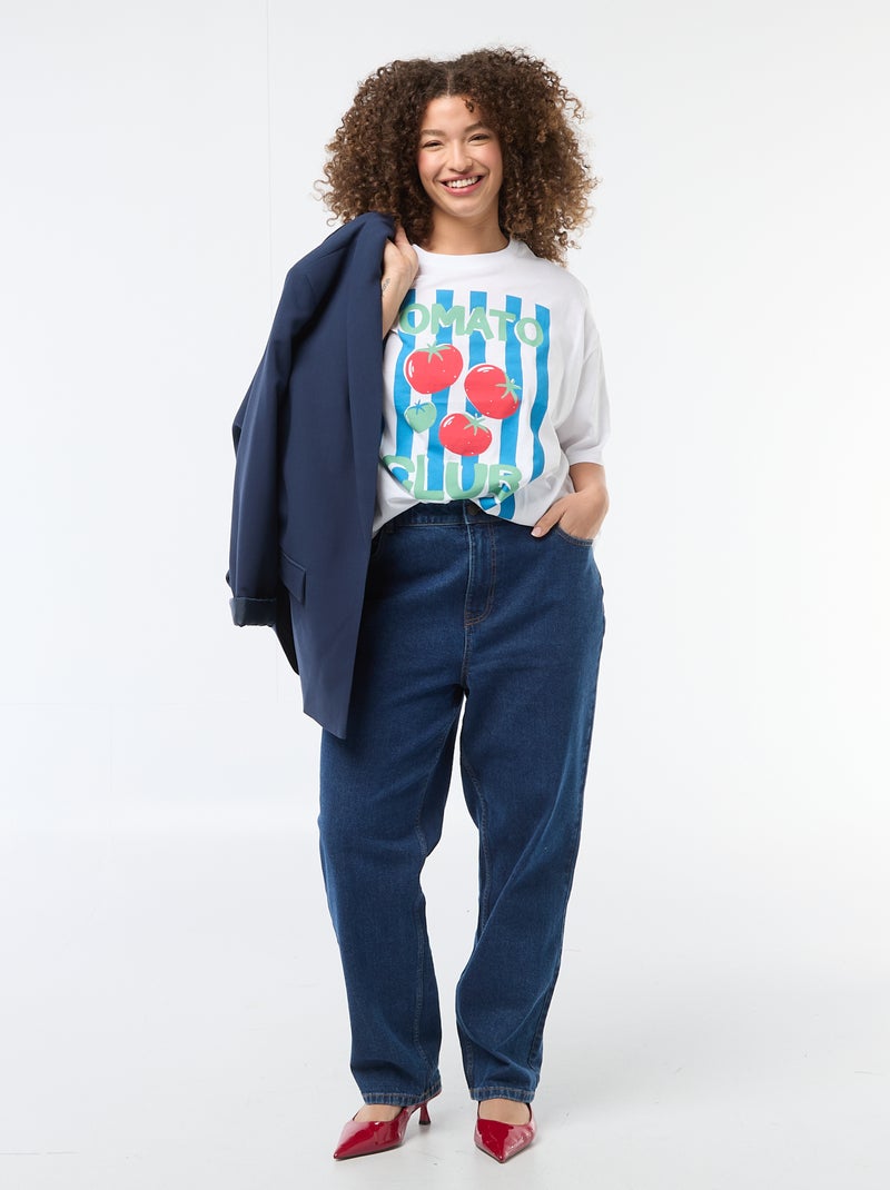 Camiseta corte oversize de manga corta Blanco - Kiabi