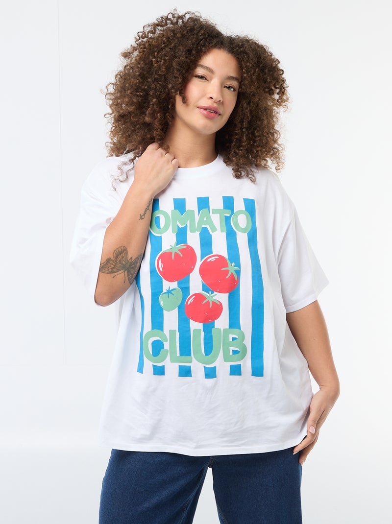 Camiseta corte oversize de manga corta Blanco - Kiabi