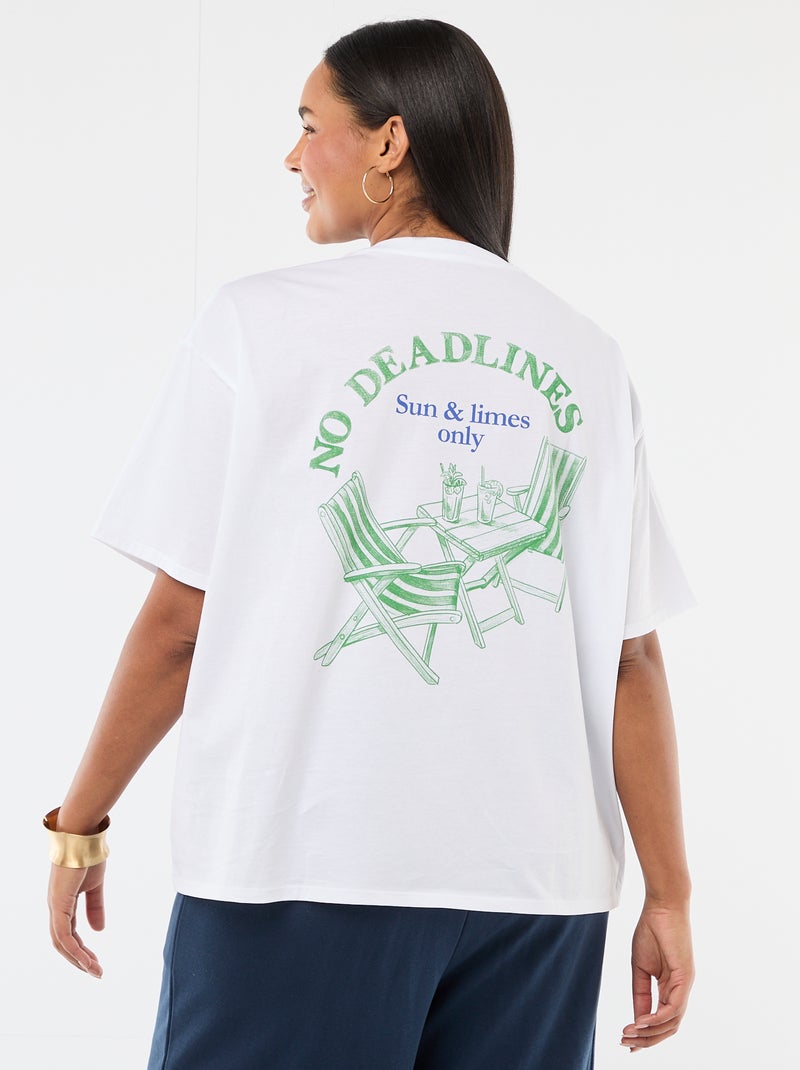 Camiseta corte oversize de manga corta Blanco - Kiabi