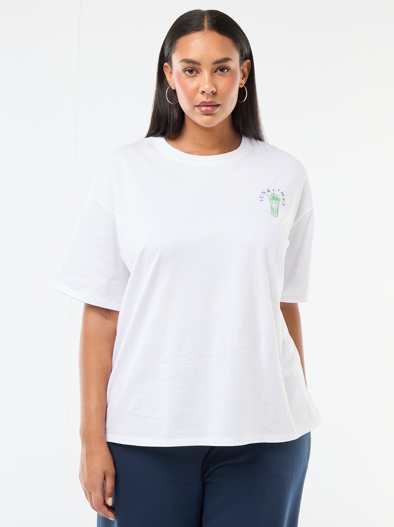 Camiseta corte oversize de manga corta Blanco - Kiabi