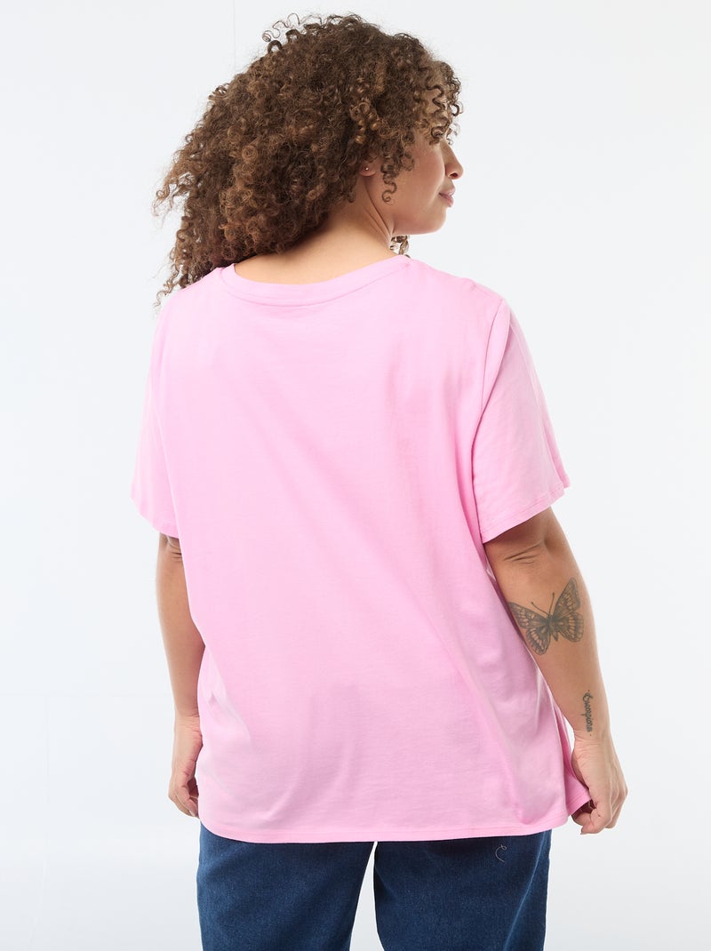 Camiseta corte oversize de manga corta Rosa - Kiabi