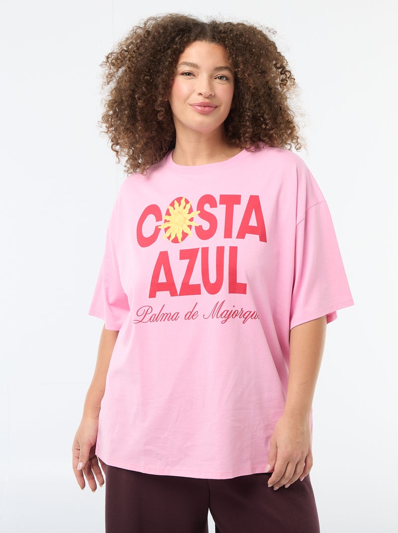Camiseta corte oversize de manga corta Rosa - Kiabi