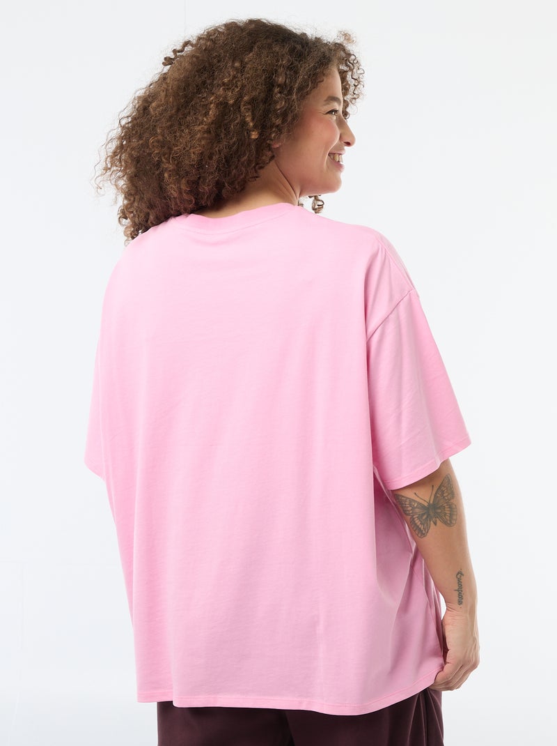 Camiseta corte oversize de manga corta Rosa - Kiabi