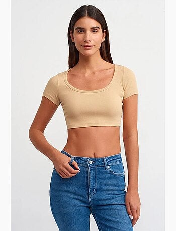 Camiseta crop acanalada de mujer dilvin