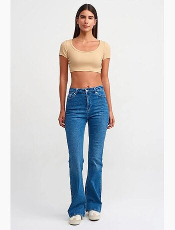 Camiseta crop acanalada de mujer dilvin