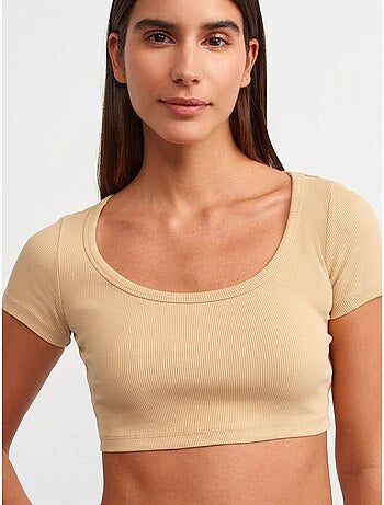 Camiseta crop acanalada de mujer dilvin