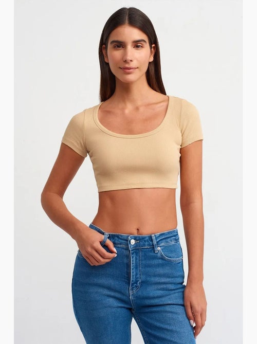 Camiseta crop acanalada de mujer dilvin - Kiabi