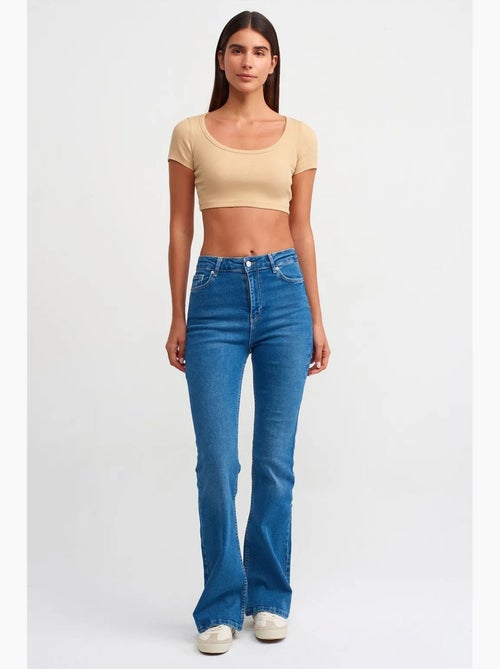 Camiseta crop acanalada de mujer dilvin - Kiabi