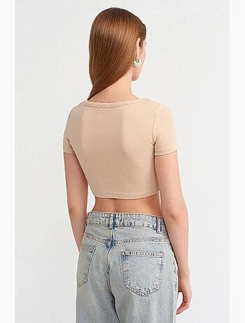 Camiseta crop acanalada de mujer dilvin