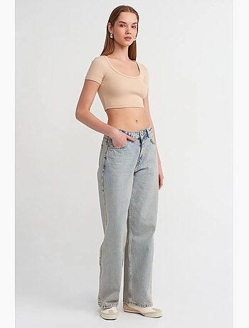 Camiseta crop acanalada de mujer dilvin