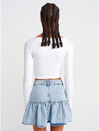 Camiseta crop acanalada de mujer dilvin