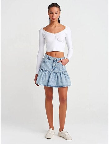 Camiseta crop acanalada de mujer dilvin