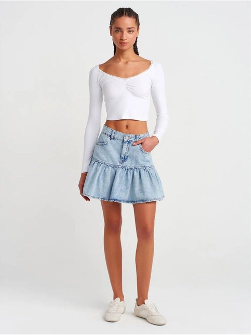 Camiseta crop acanalada de mujer dilvin - Kiabi