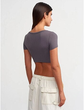 Camiseta crop acanalada de mujer dilvin