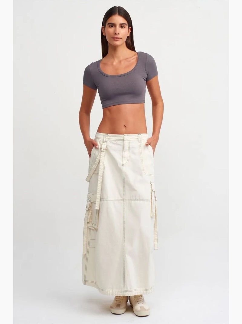 Camiseta crop acanalada de mujer dilvin Gris - Kiabi