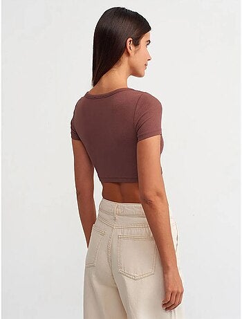 Camiseta crop acanalada de mujer dilvin