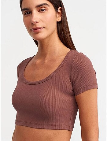 Camiseta crop acanalada de mujer dilvin