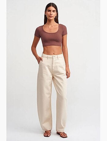 Camiseta crop acanalada de mujer dilvin