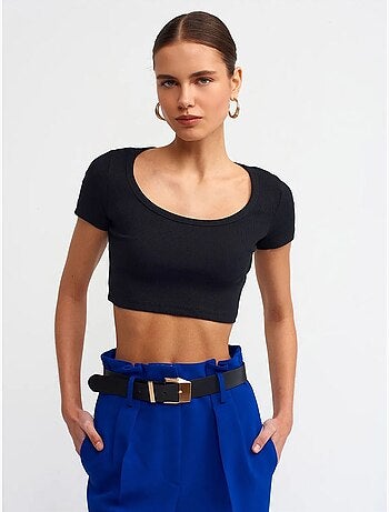 Camiseta crop acanalada de mujer dilvin