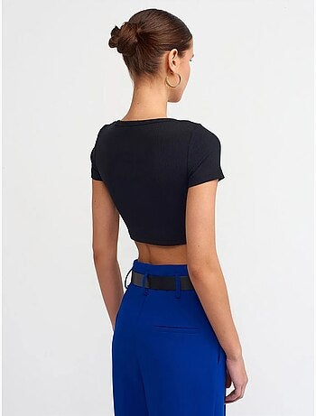Camiseta crop acanalada de mujer dilvin