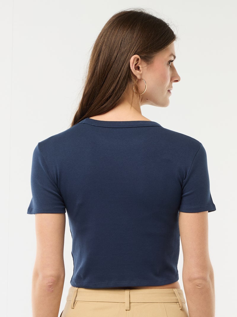 Camiseta crop básica Azul - Kiabi
