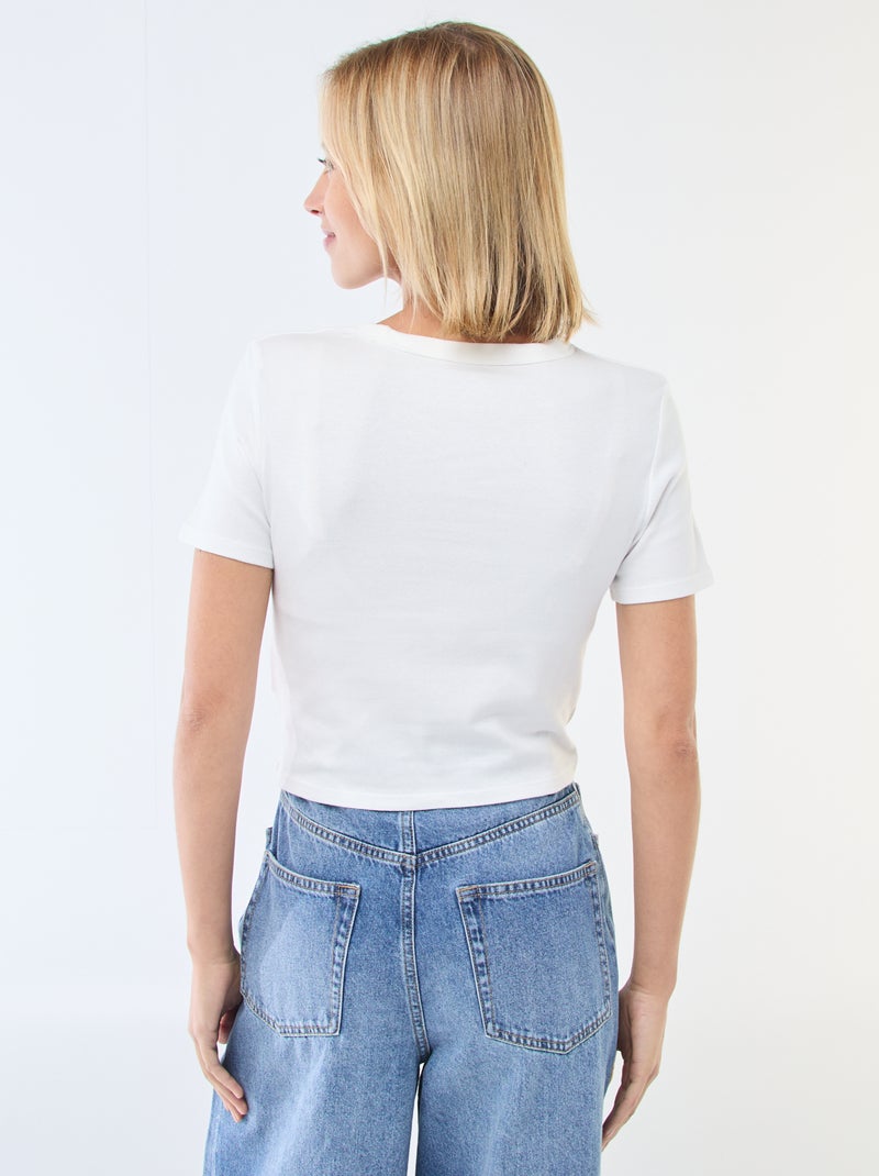 Camiseta crop básica Blanco - Kiabi